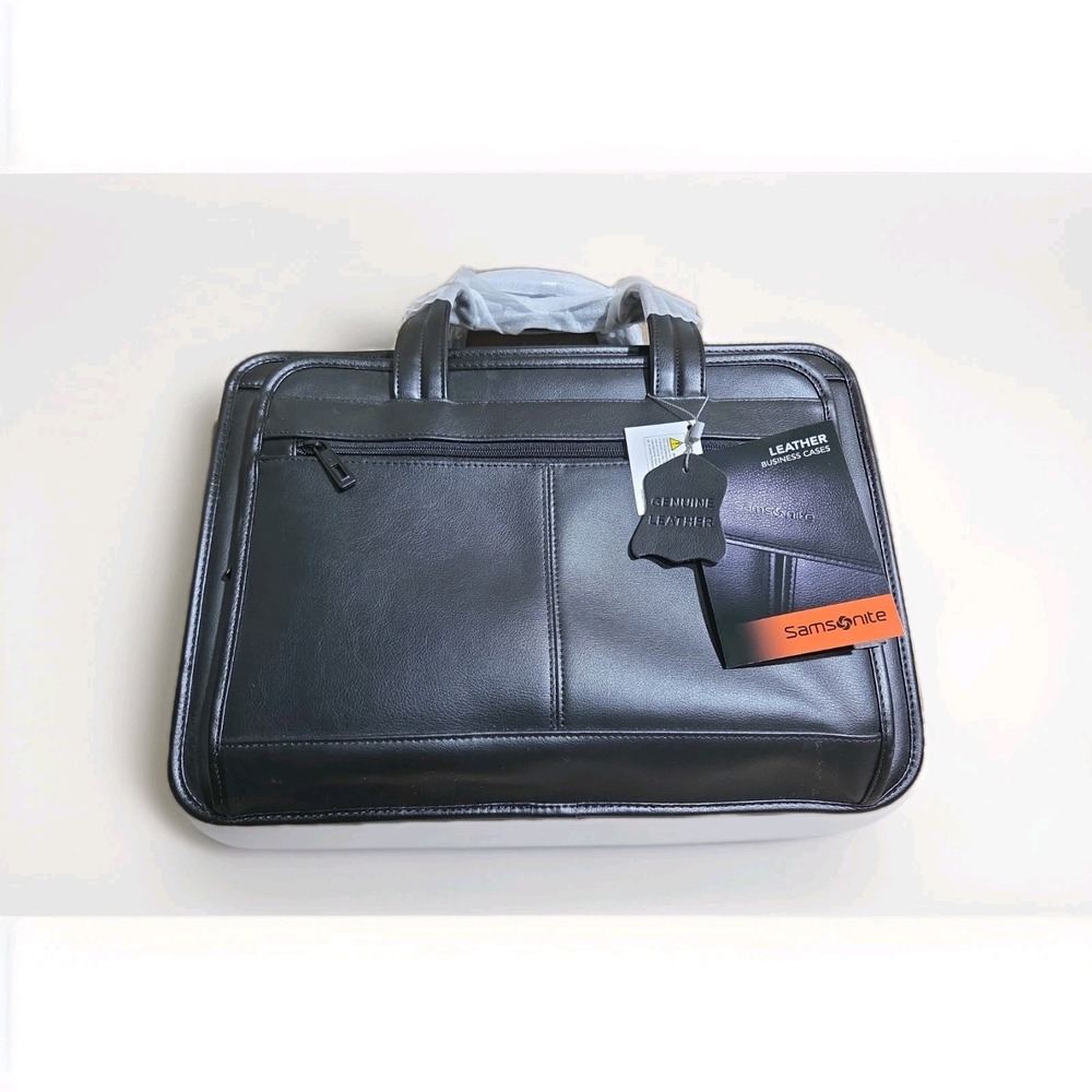 Samsonite 43118-1041 Leather Expandable Business Case Bag Briefcase- Black